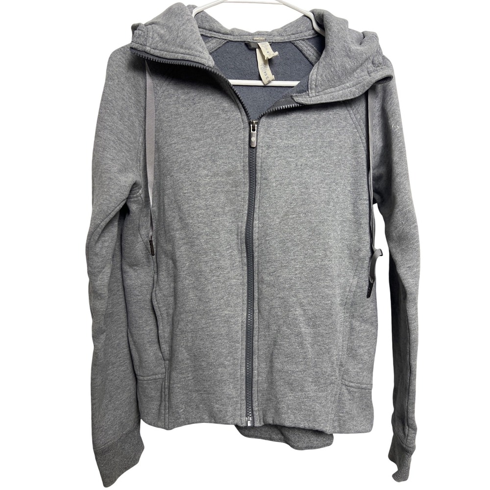 Lululemon Scuba Full Zip Hoodie‎ Heathered Grey Women 6 Thumbholes Fleece Sporty